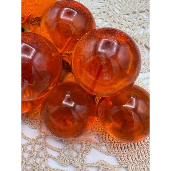 Vintage MCM Amber Orange Lucite Grape Cluster Large Bamboo Stem - Picture 7 of 9